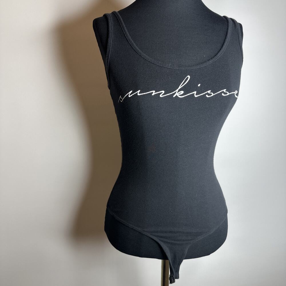 Vintage Charlotte Russe Bodysuit Tank Top XS 90s Y2K Graphic Leotard Stretch